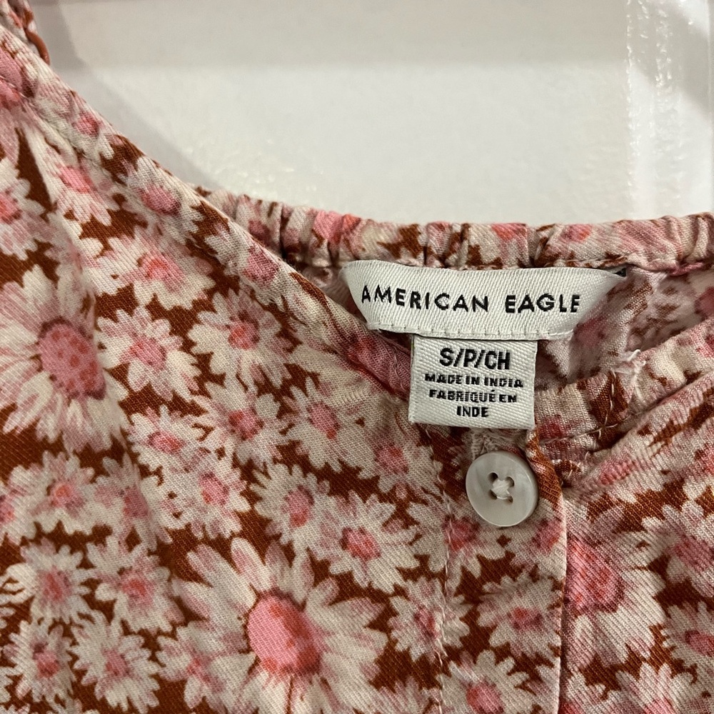 American Eagle Outfitters Floral Button-Down Dress - Pink and White - Picture 2 of 3